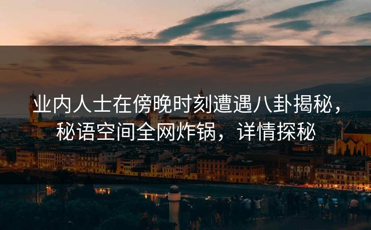 业内人士在傍晚时刻遭遇八卦揭秘，秘语空间全网炸锅，详情探秘
