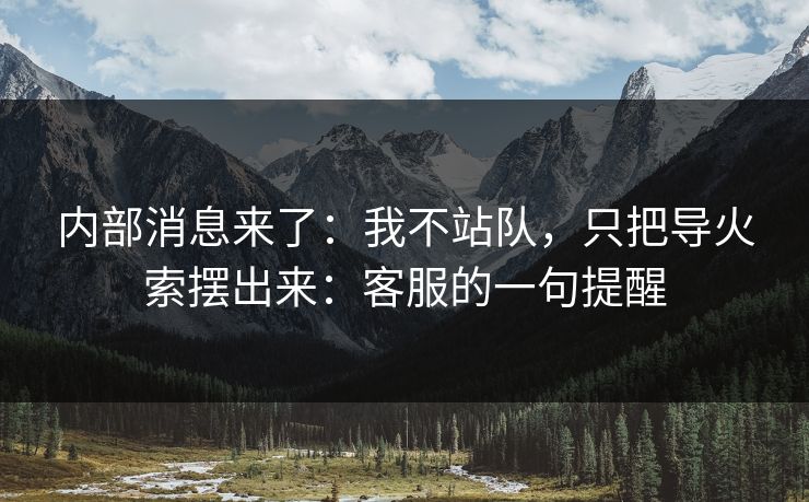 内部消息来了：我不站队，只把导火索摆出来：客服的一句提醒